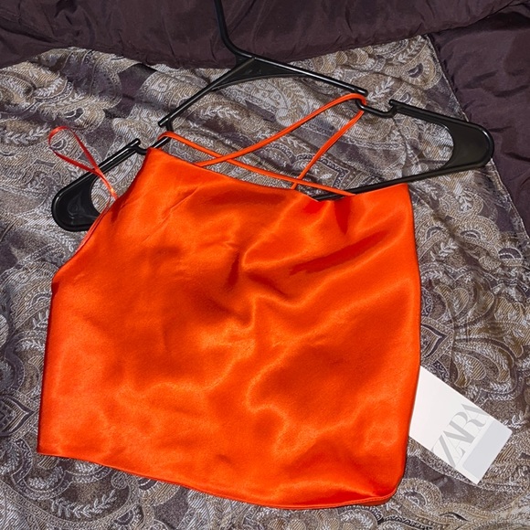 ZARA SARIN EFFECT ORANGE CROP TOP - Picture 3 of 3